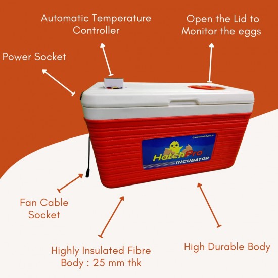 Hatchpro 80 egg incubator semi automatic + extra controller & Humidity display , ABS Fibre body