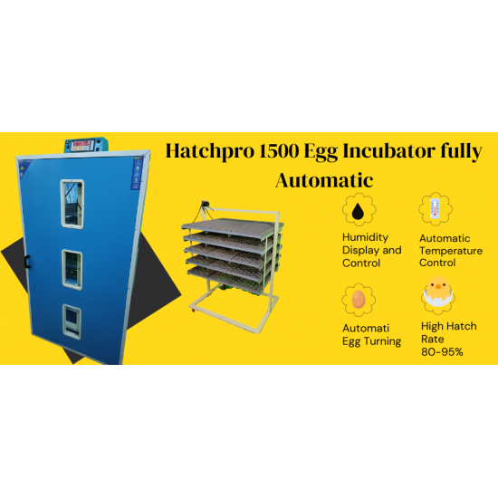 Hatchpro 1500 eggs incubator fully automatic with industrial egg turning trolley 