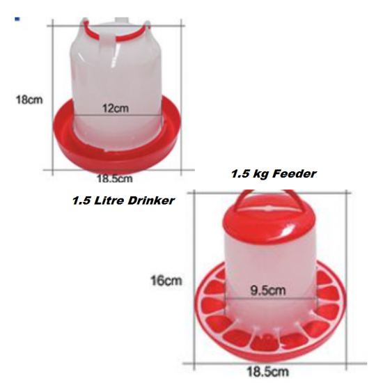 HatchPro 1.5 kg feeder and 1.5 kg drinker for poultry farming / Backyard farming